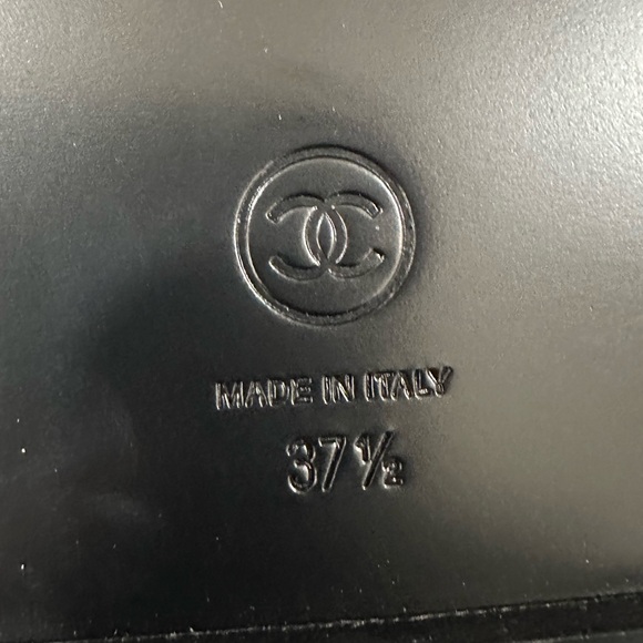 NEW Chanel Black Leather Slingback Dad Sandals with Silver Crystal Accents 37.5 - Picture 8 of 10